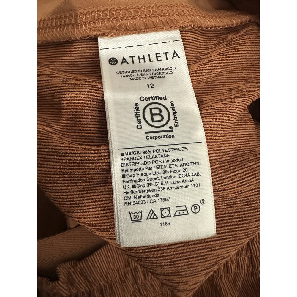 Athleta Echo Wide Leg Crop Pants Woman's Size 12 Orange Ribbed Stretchy Pockets - Picture 7 of 10